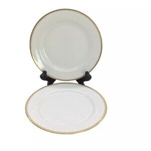 2 Haviland Limoges Bread Butter Plates Coupe H1415 White/Gold Trim & Inner Ring